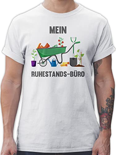 T-Shirt Herren - Hobby Outfit - Mein Ruhestands-Büro - Garten Gartenarbeit Gärtnern - M - Weiß - männer Shirt ruhestands büro Tshirt gärtner t Shirts Tshirts für Mann Maenner Spruch Ruhestand von Shirtracer