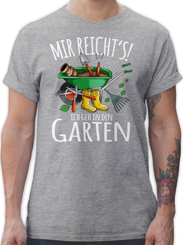 T-Shirt Herren - Hobby Outfit - Mir reicht's ich GEH in den Garten - Gartenarbeit & Gärtnern - weiß - 3XL - Grau meliert - Tshirt Spruch gärtner Shirt sprüche Shirts für männer tishrt Tshirts von Shirtracer