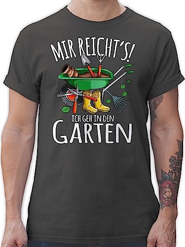 T-Shirt Herren - Hobby Outfit - Mir reicht's ich GEH in den Garten - Gartenarbeit & Gärtnern - weiß - 4XL - Dunkelgrau - Tshirt Spruch gärtner Shirt sprüche Shirts für männer tishrt Tshirts von Shirtracer