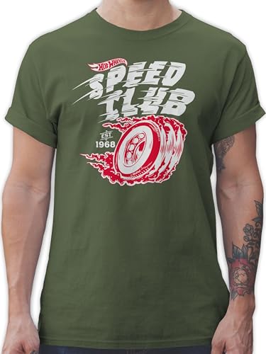 T-Shirt Herren - Hot Wheels - Speed Club - weiß/rot - XXL - Army Grün - Tshirt t Shirt von Shirtracer