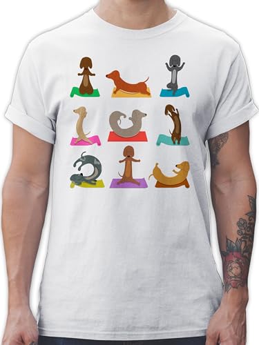 T-Shirt Herren - Hunde - Dackel Yoga Dackel Lustig - L - Weiß - Geschenk für Hundebesitzer dackelmotiv Shirt Hund mit Tshirt Geschenke T-Shirt Herren - Hunde - Dackel Yoga Dackel Lustig - L - Weiß - Geschenk für Hundebesitzer dackelmotiv Shirt Hund mit Tshirt Geschenke von Shirtracer