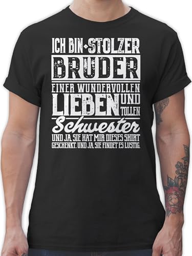 T-Shirt Herren - Ich Bin stolzer Bruder Einer tollen und wundervollen Schwester - XXL - Schwarz - Geschenke für Meinen brüder Tshirt Brother Schwestern Shirt Geschenk an Geschenkideen Geschwister von Shirtracer