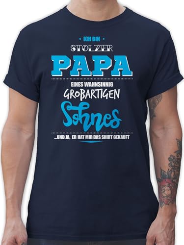T-Shirt Herren - Ich Bin stolzer Papa eines wahnsinnig großartigen Sohnes - M - Navy Blau - Vatertagsgeschenk und Sohn Vatertagsgeschenke Vatertag Kind Tshirt Geschenk an dad Present Vater von Shirtracer