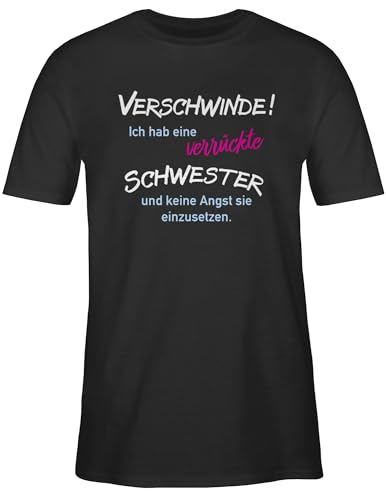 T-Shirt Herren - Ich hab eine verrückte Schwester - 3XL - Schwarz - Schwestern Geschenk sis Tshirt für Sister Shirt Geschenke Geschwister schwesterherz verrueckte ist verrückt Habe GEH Weg von Shirtracer