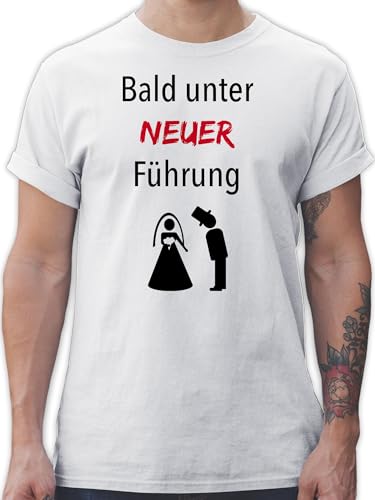 T-Shirt Herren - JGA Junggesellenabschied Männer - Bald unter Neuer Führung - S - Weiß - Polterabend Neue Tshirt Shirt bräutigam polter leiberl Hen Party Funshirt poltershirts poltern t Shirts von Shirtracer