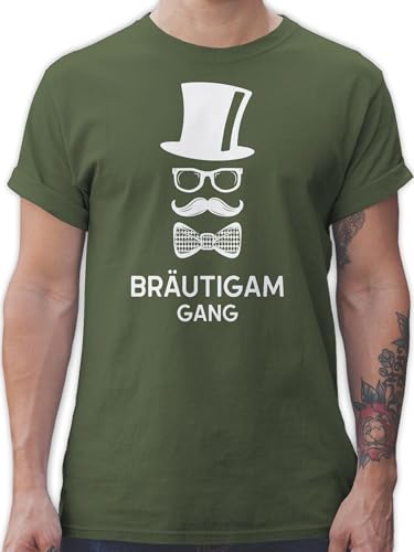 T-Shirt Herren - JGA Junggesellenabschied Männer - Bräutigam Gang Hipster Team Groom - L - Army Grün - jungesellen Abschied Mann t Shirt Tshirt Outfit poltern junggesselabschied tishrt Tshirts von Shirtracer