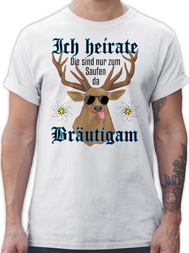 T-Shirt Herren - JGA Junggesellenabschied Männer - Bräutigam Hirsch - 5XL - Weiß - jungesellenabschied ich heirate die Anderen sind nur zum Saufen Hier t-Shirts polter Tshirt von Shirtracer