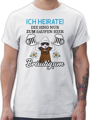 T-Shirt Herren - JGA Junggesellenabschied Männer - Ich heirate die sind nur zum Saufen Hier - Bräutigam - Schwarz/Blau - XXL - Weiß - Tshirt Shirt Mann junggesellen Outfit poltern Shirts von Shirtracer