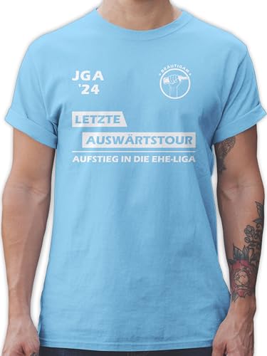 T-Shirt Herren - Junggesellenabschied Männer - Letzte Auswärtstour - JGA 2024 I Team Bräutigam - L - Hellblau - auswärts. männershirts Tshirt Outfit Mann Polterabend jungesselnabschied von Shirtracer