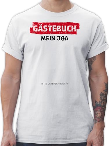 T-Shirt Herren - Junggesellenabschied Männer - JGA Gästebuch I Unterschreiben Gäste - M - Weiß - braeutigam Shirt polter Tshirt jungesellenabschied Mein Shirts Outfit Mann Polterabend von Shirtracer