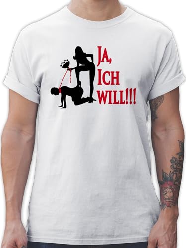 T-Shirt Herren - JGA Junggesellenabschied Männer - Ja ich Will - L - Weiß - jungesellenabschied Mann t Shirt polterer Tshirt Shirts t-Shirts JGA-Shirts bräutigam Men Tshirts Abschied für 2023 von Shirtracer