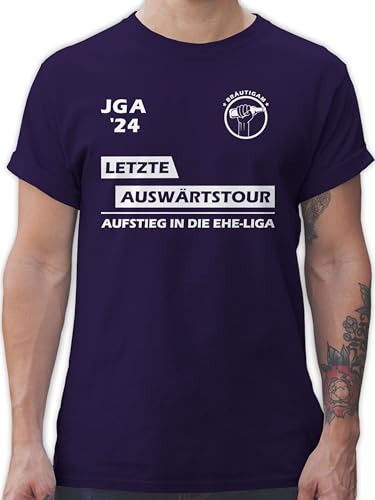 T-Shirt Herren - Junggesellenabschied Männer - Letzte Auswärtstour - JGA 2024 I Team Bräutigam - M - Lila - Mann t Shirt Tshirt polterer t-Short JGA-Shirts poltern leiberl Tshirts Party Crew von Shirtracer