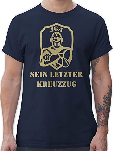 T-Shirt Herren - JGA Junggesellenabschied Männer - Sein letzter Kreuzzug - 3XL - Navy Blau - Shirt Tshirt Mann Polterabend Outfit poltern bräutigam Groom leiberl polterer jungesellenen von Shirtracer