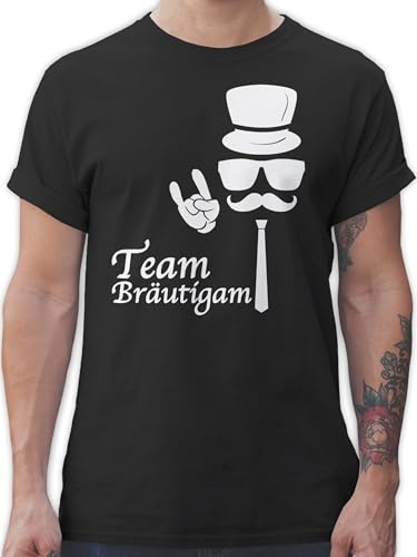 T-Shirt Herren - JGA Junggesellenabschied Männer - Team Bräutigam Hipster - 5XL - Schwarz - Tshirt Shirt polter jungesellenabschied braeutigam baumwollshirt Groom Outfit Mann Polterabend von Shirtracer
