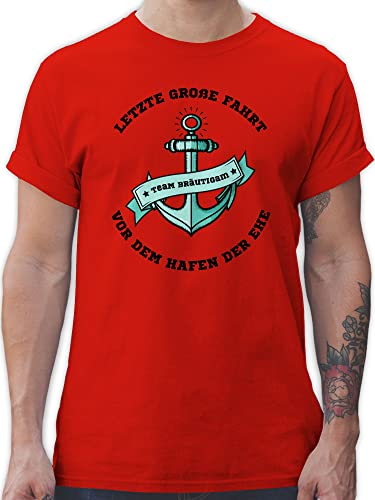 T-Shirt Herren - Junggesellenabschied Männer - Letzte große Fahrt - Team Bräutigam JGA - 5XL - Rot - Tshirt Hafen Ehe Shirt polter jungesellenabschied braeutigam Shirts Anker von Shirtracer