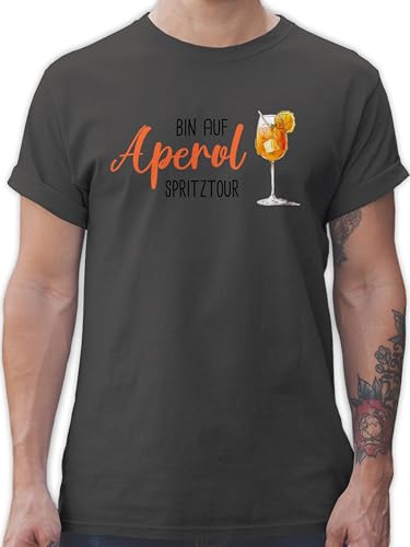 T-Shirt Herren - Karneval & Fasching - Bin auf Aperol Spritztour I JGA I Mädelsabend I Spritz Tour - 3XL - Dunkelgrau - Shirt faschingsshirt Faschings Glas Tshirt mit beschriftung, von Shirtracer