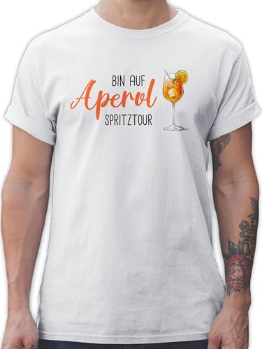 T-Shirt Herren - Karneval & Fasching - Bin auf Aperol Spritztour I JGA I Mädelsabend I Spritz Tour - M - Weiß - Shirt faschingsshirt Faschings Glas Tshirt mit beschriftung, Faschings-t-Shirt von Shirtracer