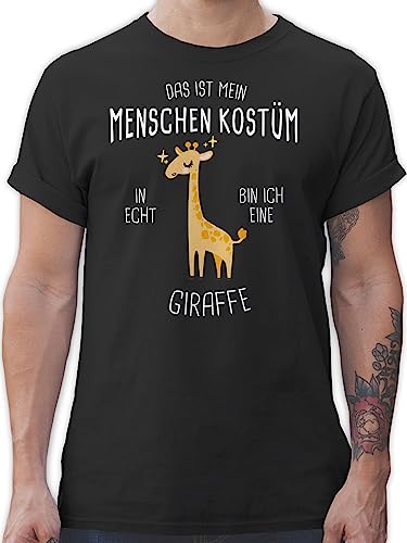 T-Shirt Herren - Karneval & Fasching - Das ist Mein Menschenkostüm in echt Bin ich eine Giraffe - Giraffenkostüm Giraffen - XXL - Schwarz - fasnets t Shirt Karnevals Tshirt kostùm Erwachsene von Shirtracer