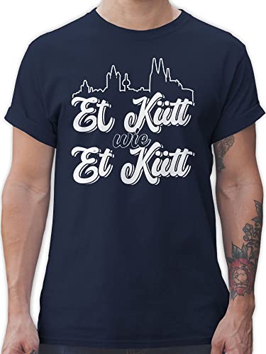 T-Shirt Herren - Karneval & Fasching - Et Kütt Wie Et Kütt - 5XL - Navy Blau - Karnevals Shirt Mann Fasching, rot weiß köln Tshirt Maenner faschingsshirts fasnets Tshirts für männer von Shirtracer