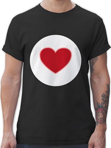 T-Shirt Herren - Karneval & Fasching - Glücksbär Herz Geschenk Herzen Geschenke I Glücksbärchi Herz Glücksbärchen I Herzgeschenk Valentinstag I Fastnacht I Fasnacht I Fasnet - 5XL - Schwarz von Shirtracer