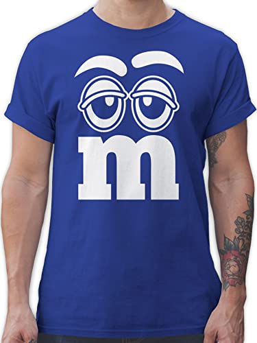 T-Shirt Herren - Karneval & Fasching - Faschingskostüm Gruppen M&M Aufdruck Gesicht - 3XL - Royalblau - Faschings Shirts karneva m Tshirt Mann Shirt Party Oberteil Karnevals t-Shirts Partner t von Shirtracer