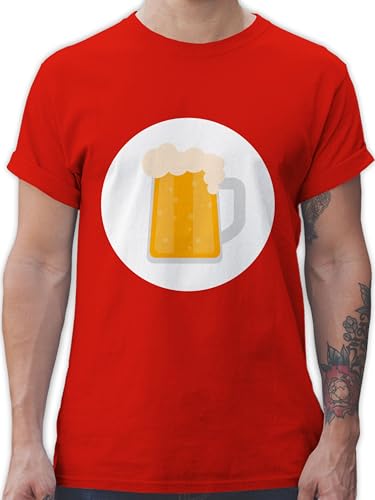 T-Shirt Herren - Karneval & Fasching - Glücksbär Bier Motiv Beer Piwo Pils Geschenk - 4XL - Rot - Karnevals Shirt Mann kostùm Shirts faschingsshirts Fasching- Tshirt faschingsshirt fasent t von Shirtracer