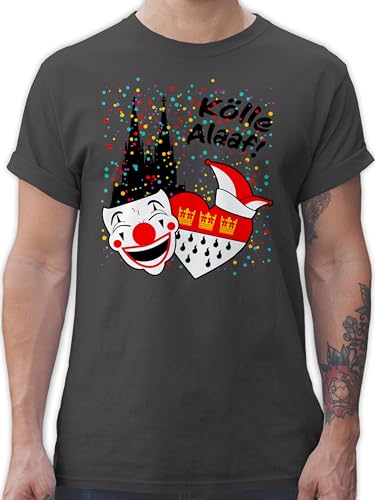 T-Shirt Herren - & Fasching - Kölle Alaaf Kostüm Köln Karneval Wappen Jeck Rut Wiees Narren Kölsche Jecken - 4XL - Dunkelgrau - Outfit und wiess Shirt in Tshirt Erwachsene Oberteil Partnerlook von Shirtracer