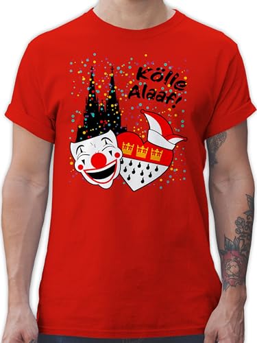 T-Shirt Herren - & Fasching - Kölle Alaaf Kostüm Köln Karneval Wappen I Jeck Rut Wiees I Narren I Kölsche Jecken - M - Rot - kölner Shirt faschingsshirt Faschings Dom Tshirt Faschings-t-Shirt von Shirtracer