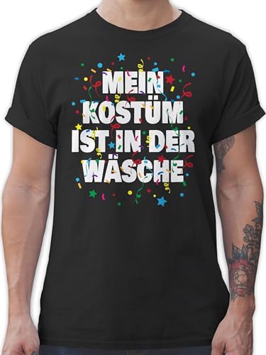 T-Shirt Herren - Karneval & Fasching - Mein Kostüm ist in der Wäsche Konfetti - 5XL - Schwarz - Shirt „Karneval“ Tshirt Partner fasnet faschingsshirts costüm Oberteil Karneval- köln karmeval von Shirtracer