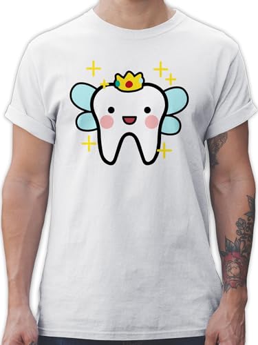 T-Shirt Herren - Karneval & Fasching - Zahnfee mit Krone - Zahnarzt Zahn-Fee Geschenk Zahnarzthelferin Zahnmedizin Geschenkidee Zahnmedizinische Fachangestellte - 4XL - Weiß - Tooth Fairy von Shirtracer