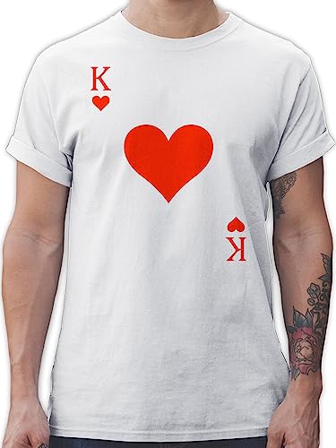 T-Shirt Herren - & Fasching - Herz König - King Queen Kartenspiel Karneval - Herzkönig Spielkarte Herz-König-Karte Poker King of Hearts Sie und Ihn - 3XL - Weiß - der Herzen Funshirt von Shirtracer