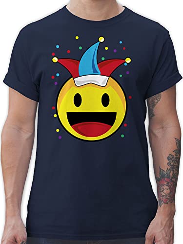 T-Shirt Herren - & Fasching - Karneval Emoticon Konfetti - L - Navy Blau - karneva Shirts für männer Tshirt costüm Shirt Mann karnevalsshirt Fastnacht t-schirts t Fasching- Coole-Fun-t-Shirts von Shirtracer