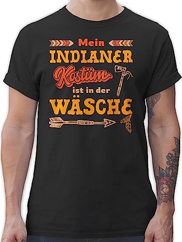 T-Shirt Herren - Karneval & Fasching - Mein Indianer Kostüm ist in der Wäsche I - 3XL - Schwarz - faschingsshirt Faschings indianern Shirt Faschings-t-Shirt Karnevals Tshirt karnevalst-Shirt von Shirtracer
