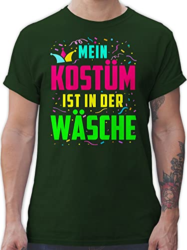 T-Shirt Herren - Karneval & Fasching - Mein Kostüm ist in der Wäsche I Fastnacht I Fasnacht I Fasnet - M - Dunkelgrün - faschingsshirt Faschings bunt Shirt Oberteil Faschings-t-Shirt Karnevals von Shirtracer