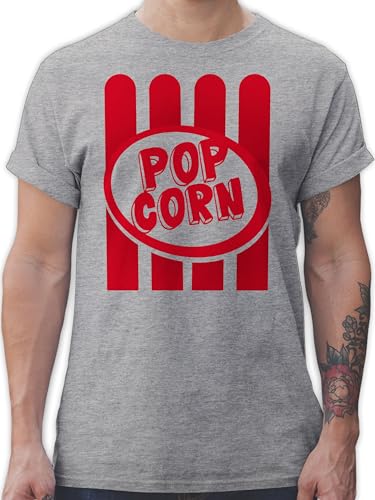 T-Shirt Herren - Karneval & Fasching - Popcorn Motiv I Witziges Popcorn Kostüm selber Machen I Pop Corn I Puffmais I Fastnacht I Fasnacht I Fasnet - L - Grau meliert - faschingsshirt Faschings von Shirtracer