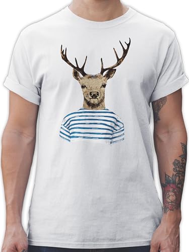 T-Shirt Herren - Kompatibel Oktoberfest - Hirsch mit gestreiftem Shirt - 5XL - Weiß - trachtenshirt Oktoberfest-t-Shirt bayrische Tshirt trachtenshirts Octoberfest Tshirts trachtentshirt T-Shirt Herren - Kompatibel Oktoberfest - Hirsch mit gestreiftem Shirt - 5XL - Weiß - trachtenshirt Oktoberfest-t-Shirt bayrische Tshirt trachtenshirts Octoberfest Tshirts trachtentshirt von Shirtracer