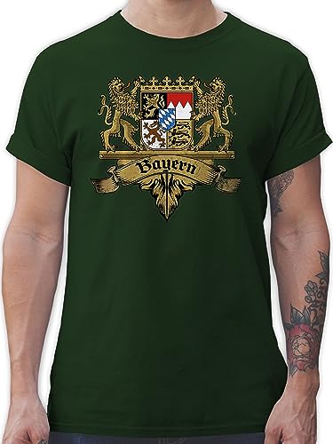 T-Shirt Herren - Kompatibel mit Oktoberfest - Bayern Wappen Bayernland Freistaat Bayern - XL - Dunkelgrün - Trachten Tshirt bayrischer Abend Outfit Oktoberfest-Outfits bayrische Oberteile von Shirtracer