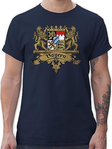 T-Shirt Herren - Kompatibel mit Oktoberfest - Bayern Wappen Bayernland Freistaat Bayern - XXL - Navy Blau - Bayerisches Shirt Trachten Tshirt bayerisch Trachten-t-Shirt Trachten-Shirts Trachtenmode von Shirtracer