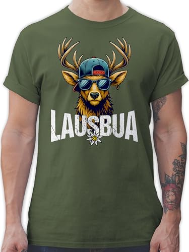 T-Shirt Herren - Kompatibel mit Oktoberfest - Cooler Hirsch Lausbua Trachtenshirt I Trachten Outfit I Volksfest Outfit Bayrisch - 3XL - Army Grün - bayrische Trachtenmode t Shirt Octoberfest von Shirtracer