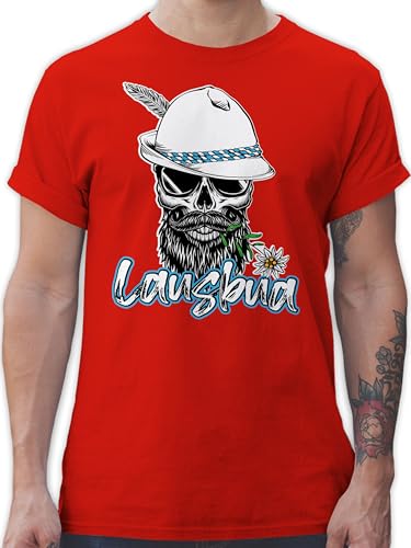 T-Shirt Herren - Kompatibel mit Oktoberfest - Lausbua Totenkopf Skull Bayrisch Lausbub I Schlingel - XXL - Rot - Tshirt bayrische Trachtenmode t Shirt Octoberfest bart Tshirts Oktoberfest-t-Shirt von Shirtracer