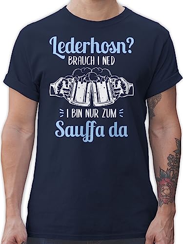 T-Shirt Herren - Kompatibel mit Oktoberfest - Lederhosn Brauch i ned Bin nur zum Sauffa da - XXL - Navy Blau - t Shirts für männer Cooles Bayerisches Shirt Bavarian herrenshirt Trachten-Tshirt von Shirtracer