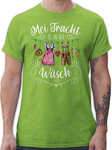 T-Shirt Herren - Kompatibel mit Oktoberfest - MEI Tracht is in da Wäsch - XXL - Hellgrün - Trachten Shirt Oktoberfest-t-Shirt bayrische wäsche Shirts männer trachtenshirt trachtenshirts von Shirtracer