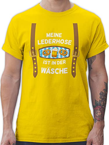 T-Shirt Herren - Kompatibel mit Oktoberfest - Meine Lederhose ist in der Wäsche - 3XL - Gelb - bayrische Trachten Tshirts Bavarian MEI Lederhosen wäsch Funshirts t Shirt Bayern von Shirtracer