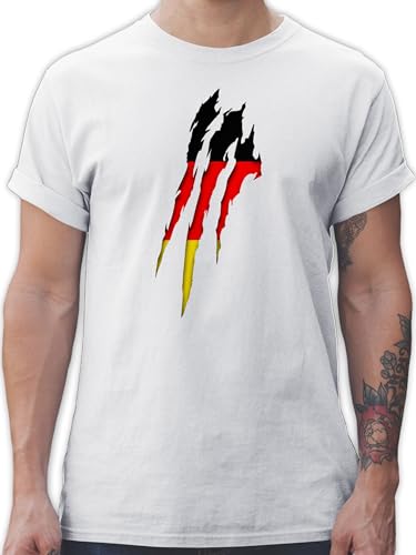 T-Shirt Herren - Länder Fahnen und Flaggen - Deutschland Krallenspuren - 4XL - Weiß - Deutschland-t-Shirt fußball em 2024 Fussball wm Germany Flagge Herren-Shirt Tshirt 2022 Country von Shirtracer