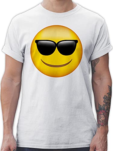 T-Shirt Herren - Manga & Comic Zubehör - Emoticon Sonnenbrille/Sommer Sonne - 4XL - Weiß - Maenner Tshirt Shirt Tshirts männer Funshirt Funshirts t Shirts t-Shirts Mann Fuer für Faschings von Shirtracer