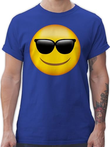 T-Shirt Herren - Manga & Comic Zubehör - Emoticon Sonnenbrille/Sommer Sonne - 5XL - Royalblau - Shirt Smile männer Tshirt Faschings Funshirt t Shirts Tshirts Fuer Maenner Funshirts t-Shirts für von Shirtracer