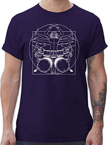 T-Shirt Herren - Musik Instrument Zubehör - Schlagzeuger Drummer Geschenk Schlagzeug - L - Lila - Instrumente t - Shirt Tshirt Tshirts Musiker t-Shirts männer tishrt Herren-Shirt herrenshirt von Shirtracer