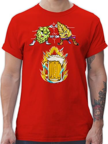 T-Shirt Herren - Nerd Geschenke - Bier Fusion - Hopfen & Malz - 4XL - Rot - geekshirt zocker und Tshirt nerdige Shirts zocken Shirt Gaming-Shirt Gamer Funshirts Geschenk Geek für männer Games von Shirtracer