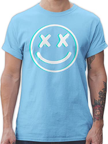 T-Shirt Herren - Nerd Geschenke - Cooles Glitch Emoticon Face - XL - Hellblau - nerdgeschenk männer Tshirt sprüche Gamer Tshirts zocker Shirts zocken Shirt Nerds t nerdige Computer Geschenk für von Shirtracer