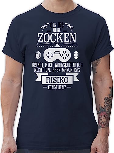 T-Shirt Herren - Nerd Geschenke - EIN Tag ohne Zocken - 4XL - Navy Blau - Shirt nerdige Shirts zocker Geschenkideen sprüche Gamer Tshirts männer Tshirt Nerds einen t Geek Oberteile nerdgeschenk von Shirtracer